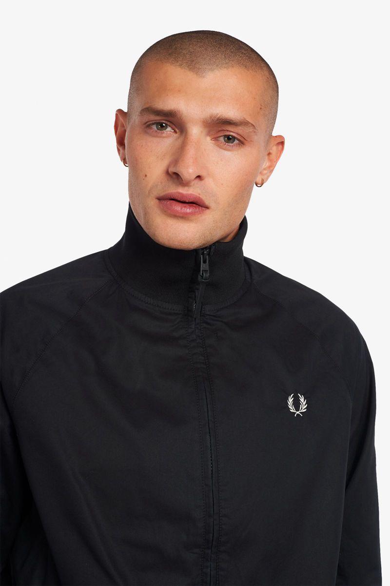 Black Fred Perry Graphic Print Zip Through Men's Jackets | PH 1191XYUF